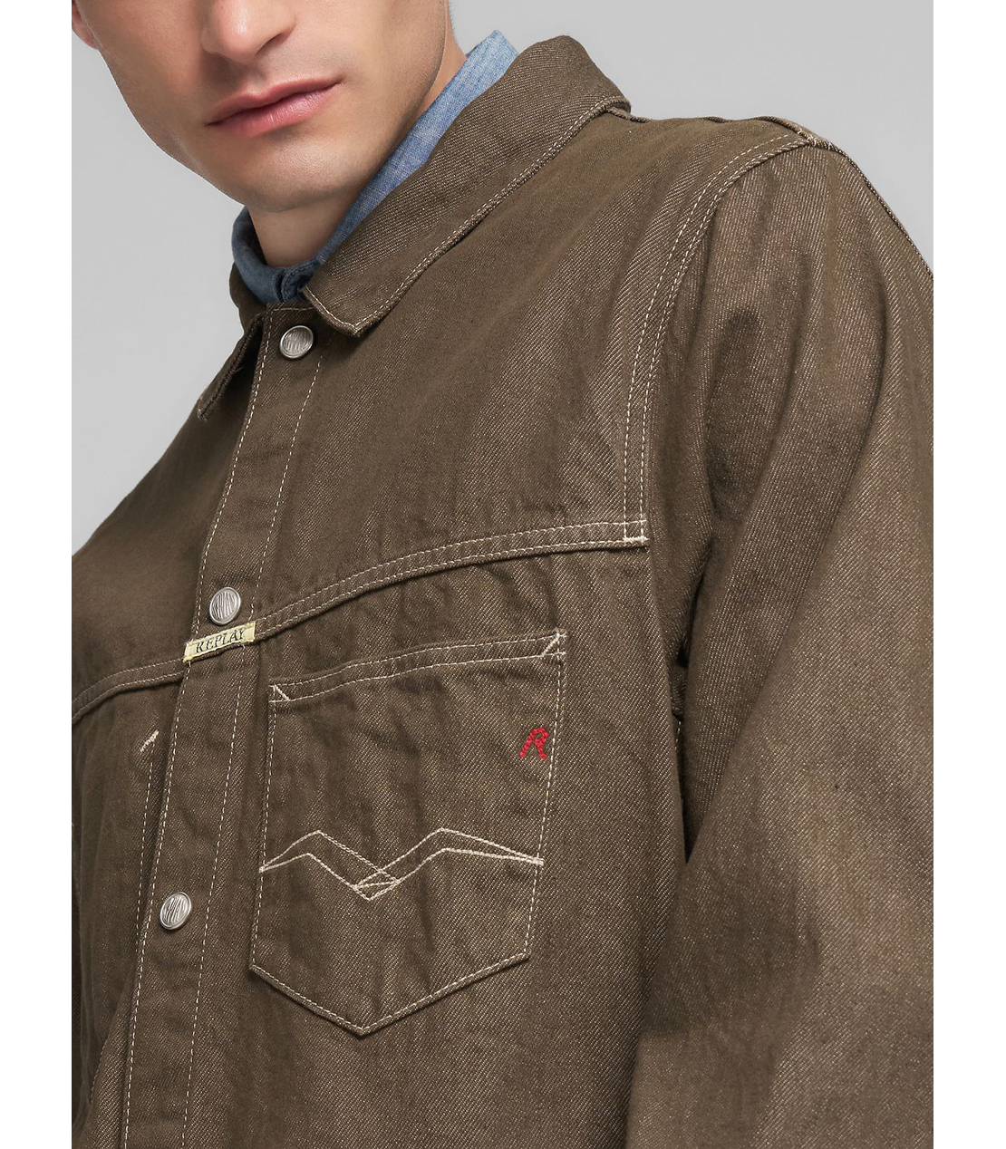 9ZERO1 11.5オンス リサイクルピュアコットンジャケット （セットアップデニム） 詳細画像 カーキ 7